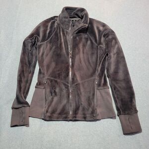 Athleta Shale Cloud Fleece Womens‎ Large Brown Full Zip Velour Size Small